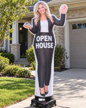15FT Female Open House Realtor Inflatable – Premium Key-Holding Character Display for Real Estate Marketing