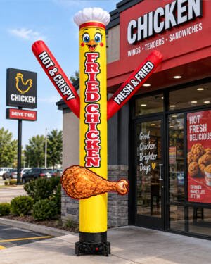 20ft Fried Chicken Restaurant Air Dancer with Chef Hat & Drumstick Graphic