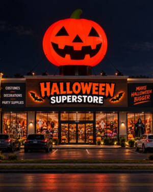 22ft Halloween pumpkin rooftop advertising inflatable